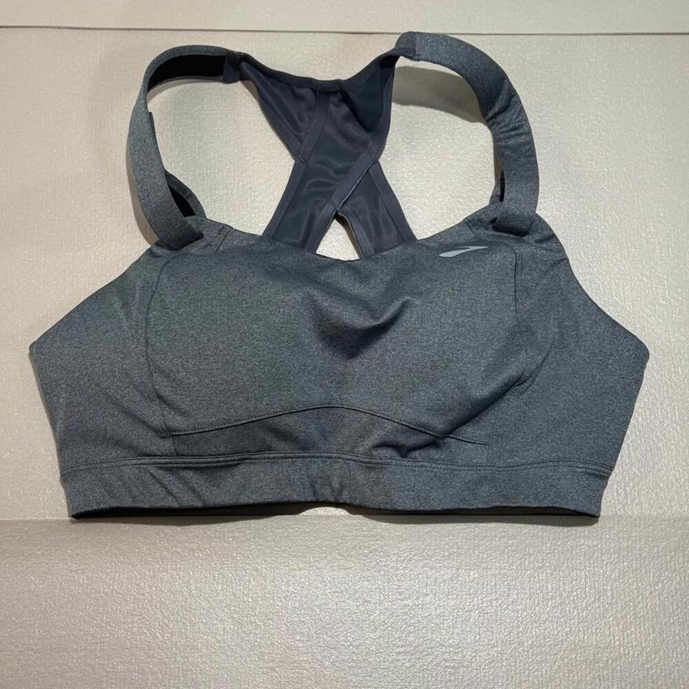 Brooks Juno Sports Bra Women's 32C/D Racerback Athleisure Gray‎ Padded